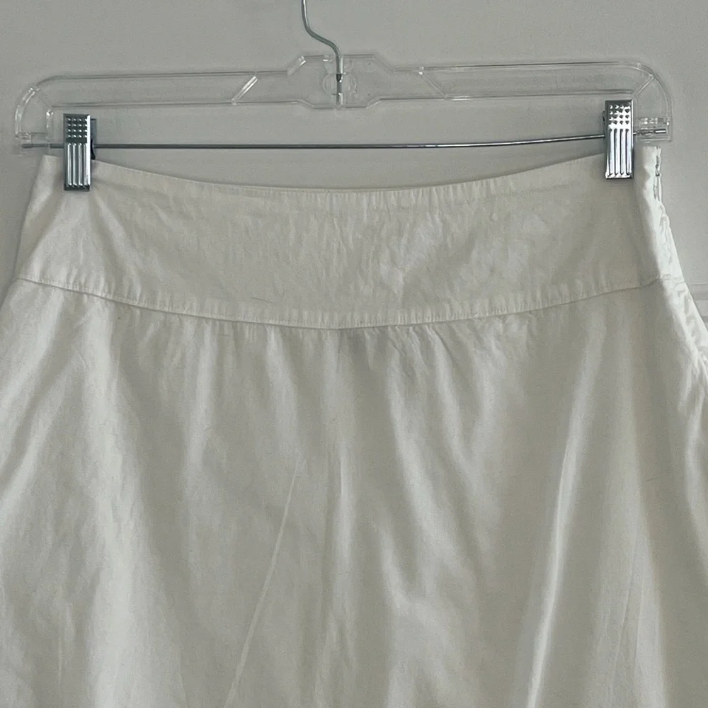 Old Navy Y2K White Beaded Cotton A-Line Skirt Lined Wooden Beads Size 6 Summer